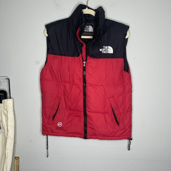 North Face Summit Series Vest Mens Small Red Black Puffer Insulated Goose Down - Picture 1 of 14